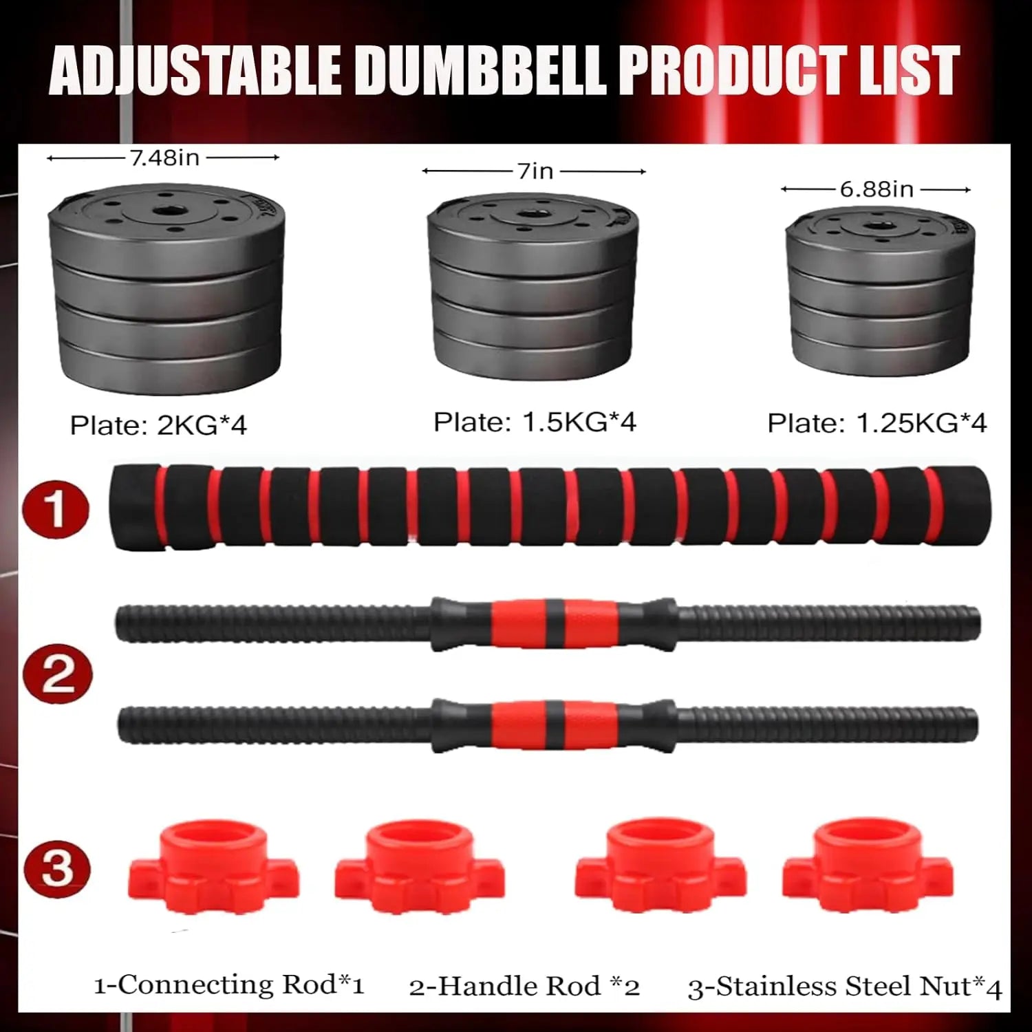 44lbs Adjustable Dumbbell Set
