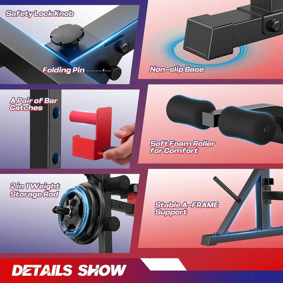 Weight Bench Set with Squat Rack and Adjustable Bench Press