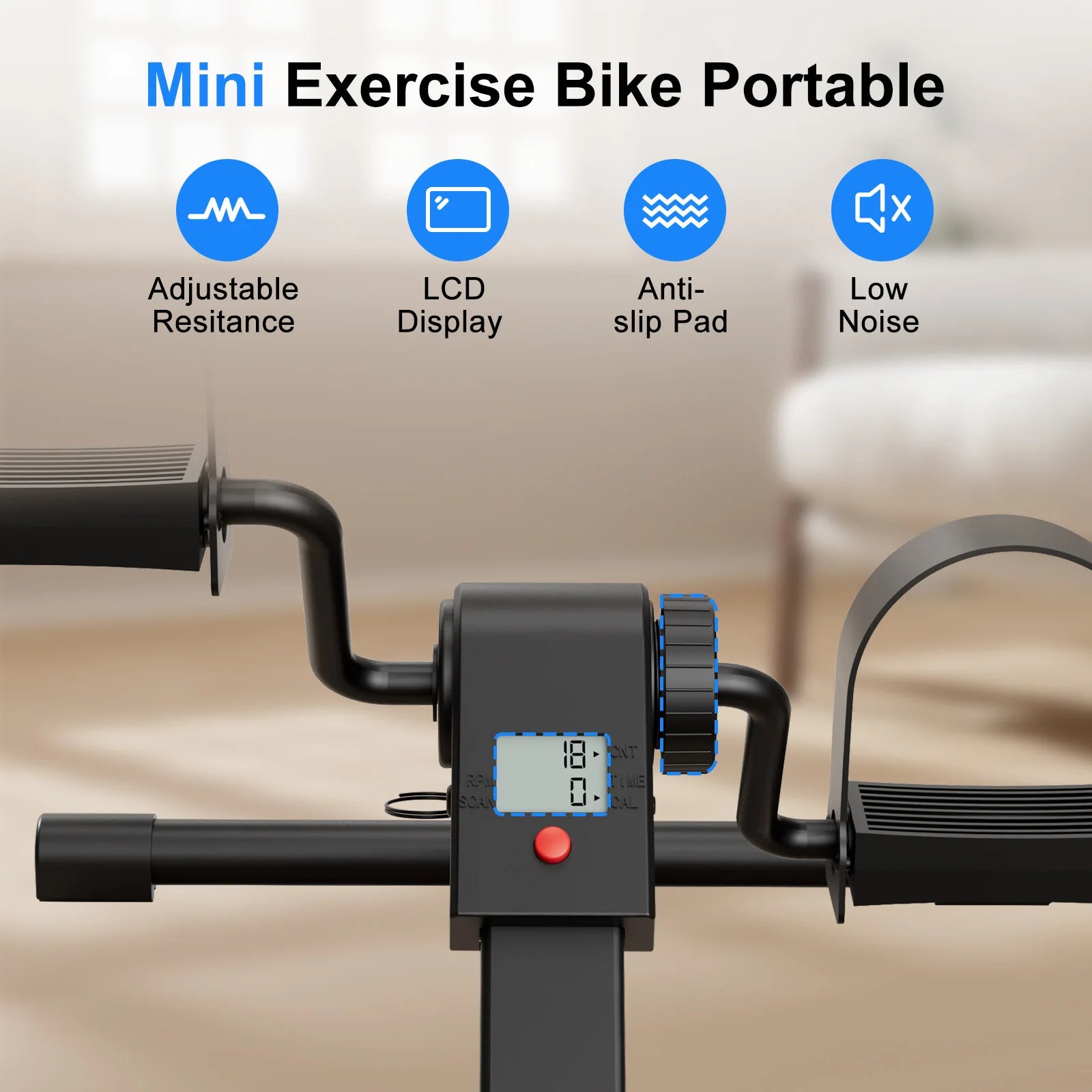 Under Desk  Mini Exercise Bike with Electronic Display