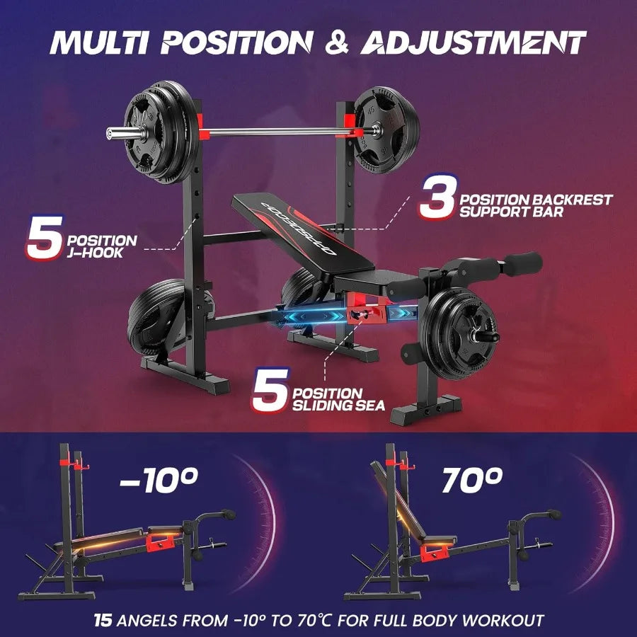 Weight Bench Set with Squat Rack and Adjustable Bench Press