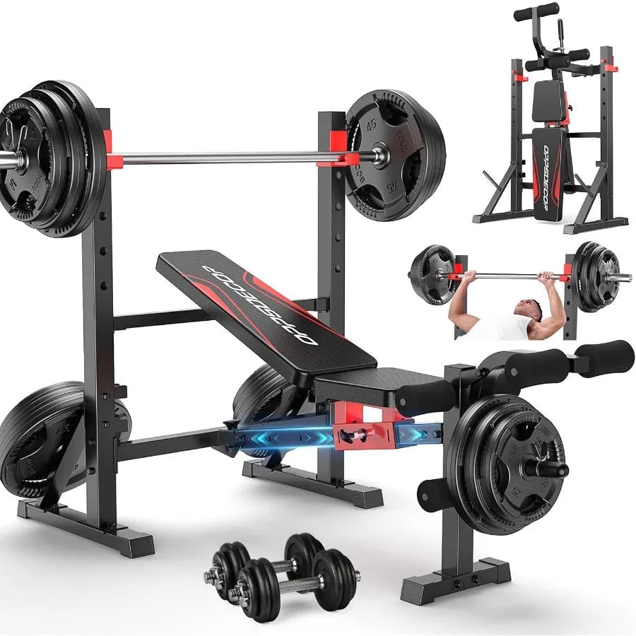 Weight Bench Set with Squat Rack and Adjustable Bench Press