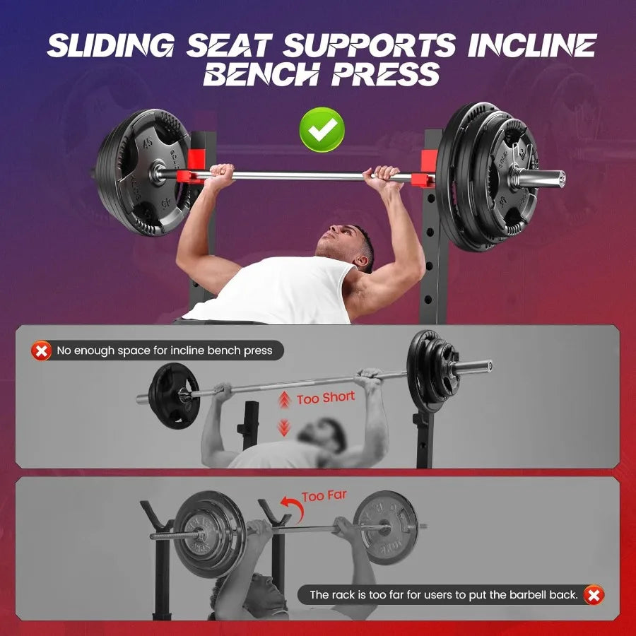 Weight Bench Set with Squat Rack and Adjustable Bench Press