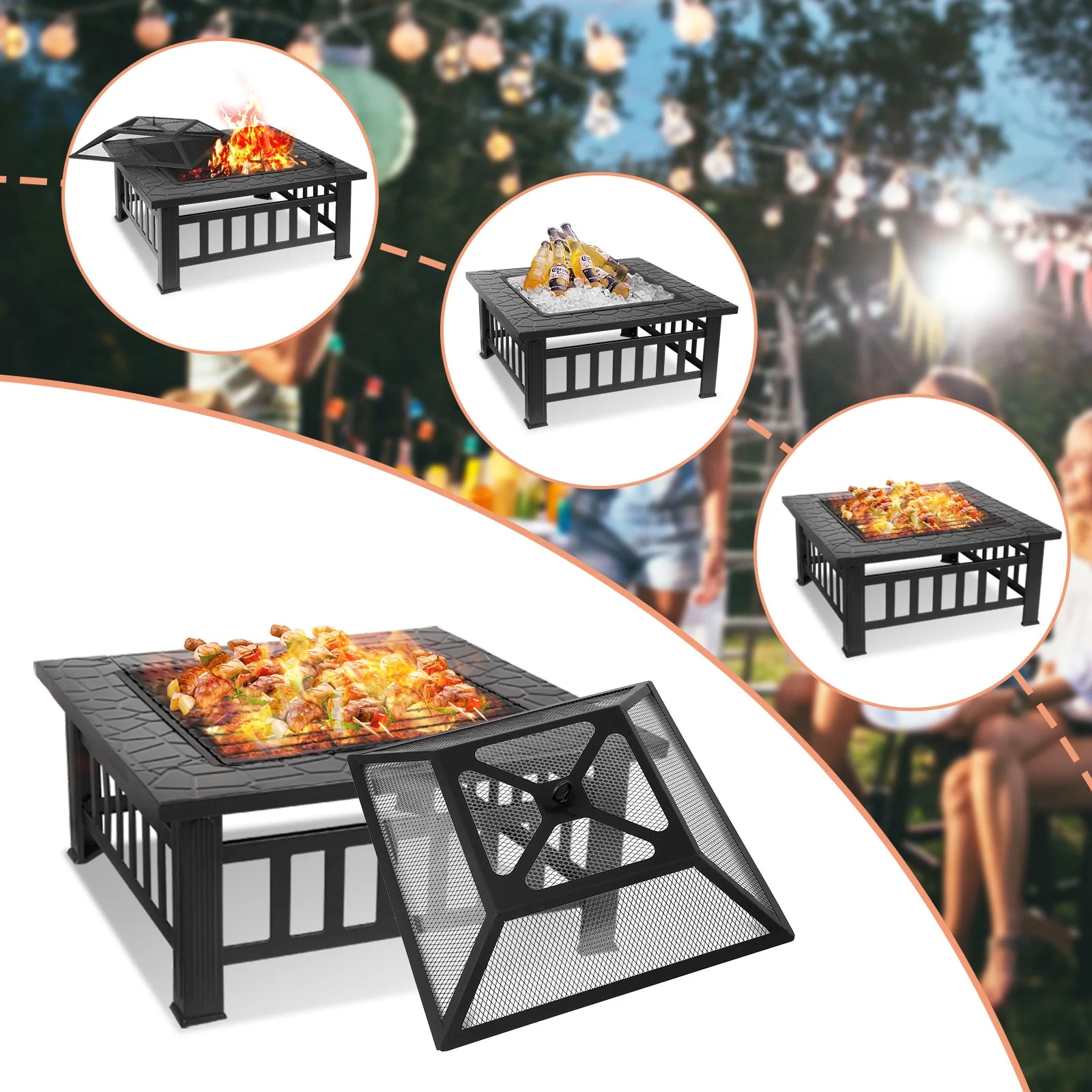 32'' Square Wood Burning Fire Pit