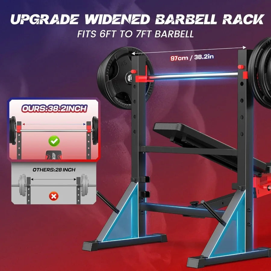 Weight Bench Set with Squat Rack and Adjustable Bench Press